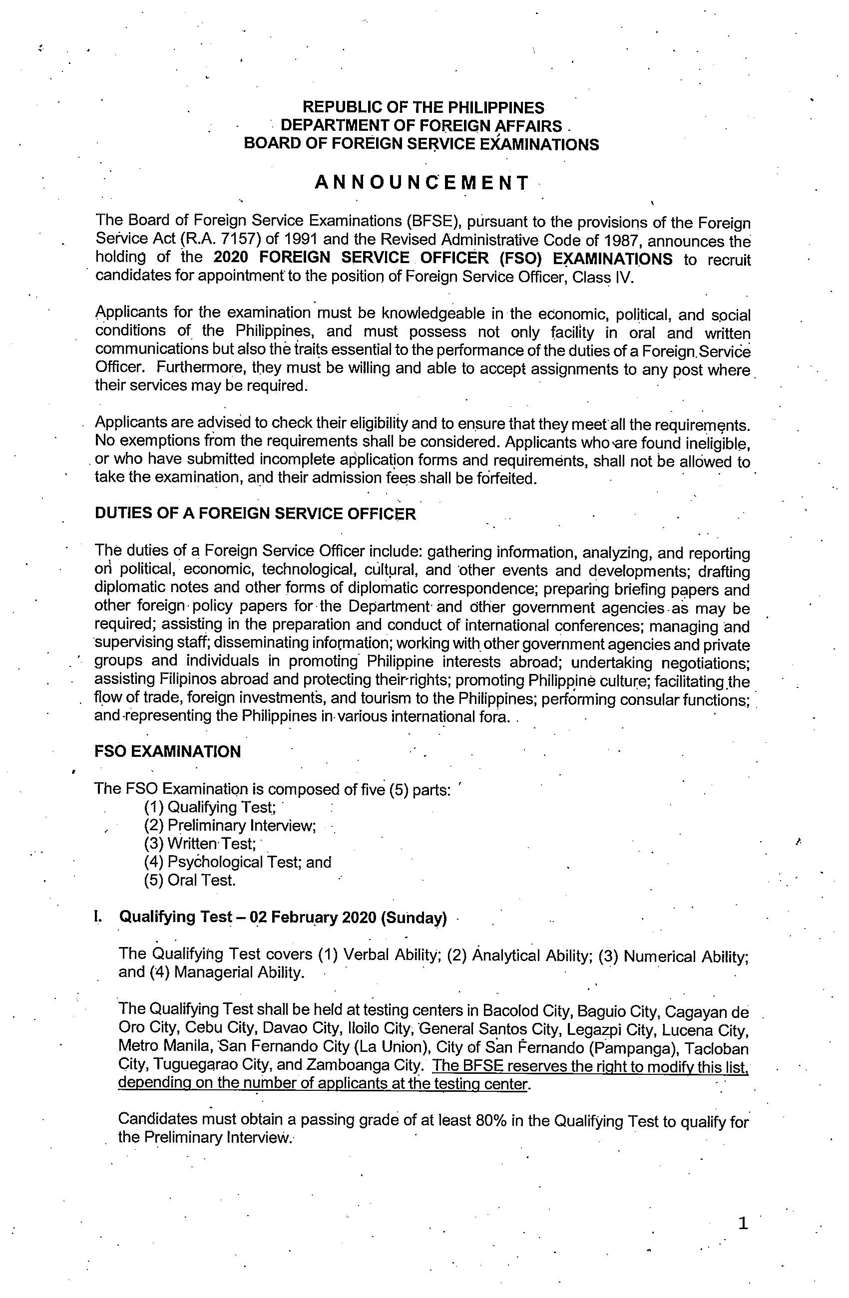 CIR 2051 BFSE 2019 2020 FSQ Qualifying Test 1 Page 1