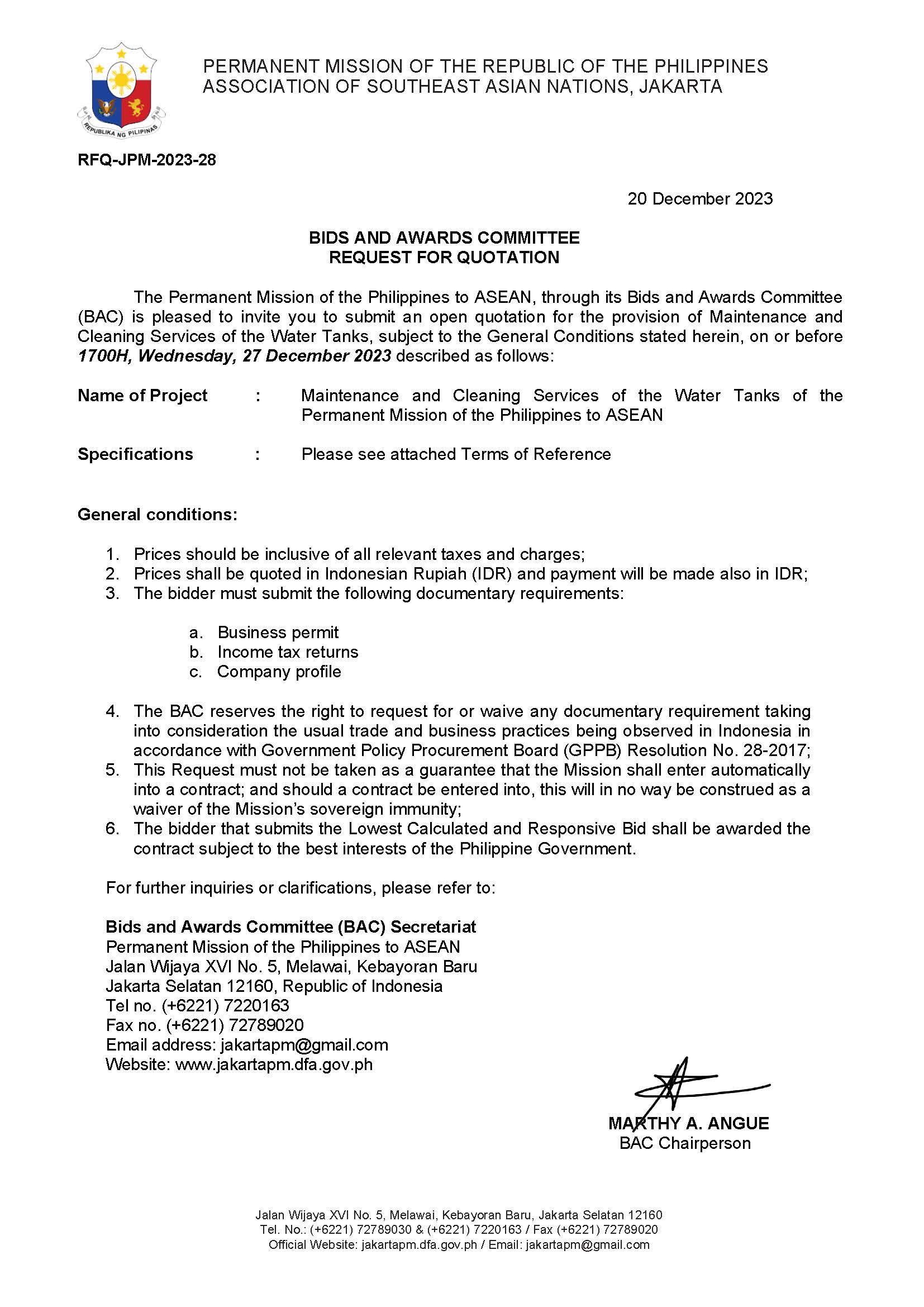 1 RFQ TOR Water Tank Maintenance Page 1