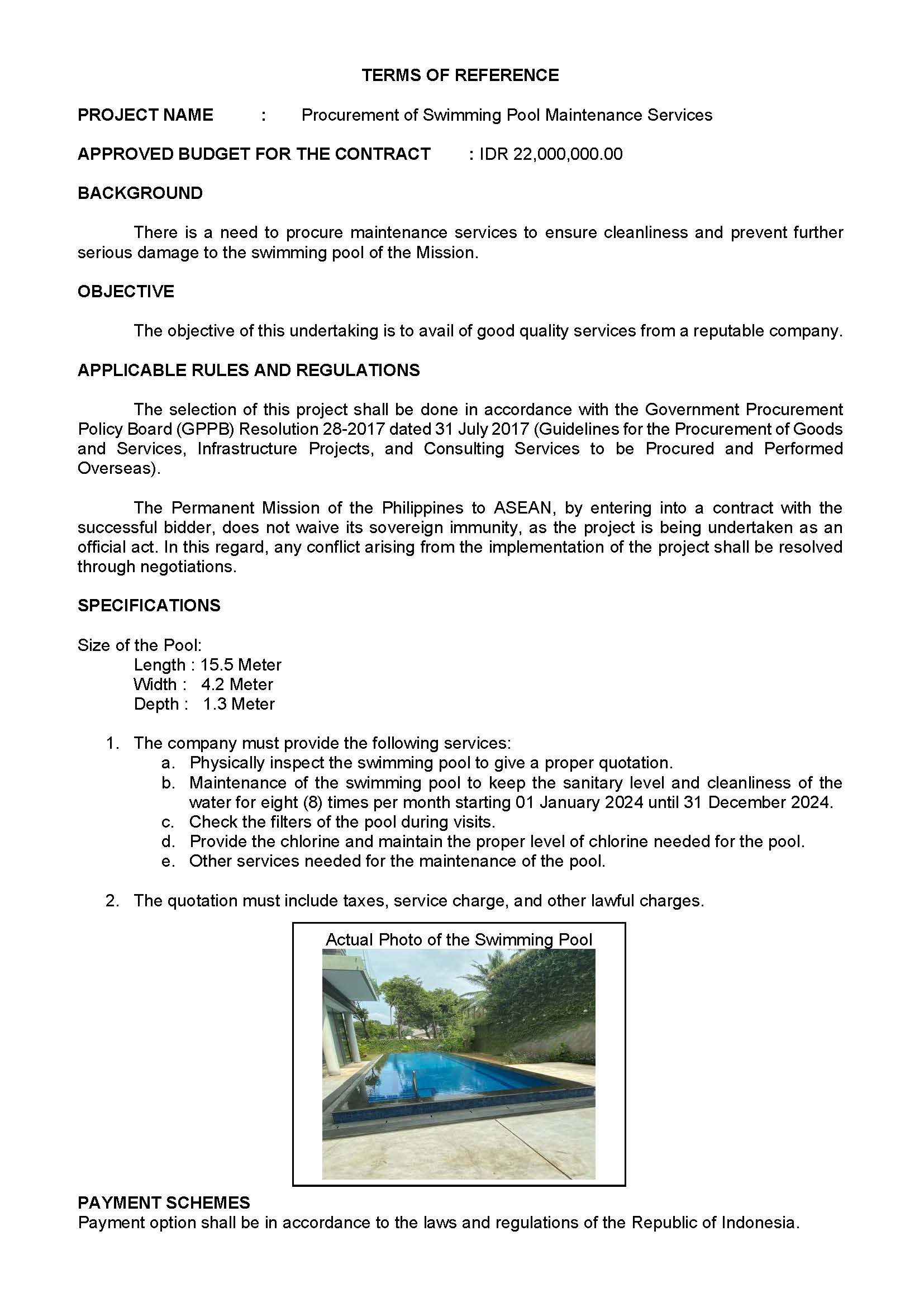 1 TOR RFQ Swimming Pool Maintenance Page 2