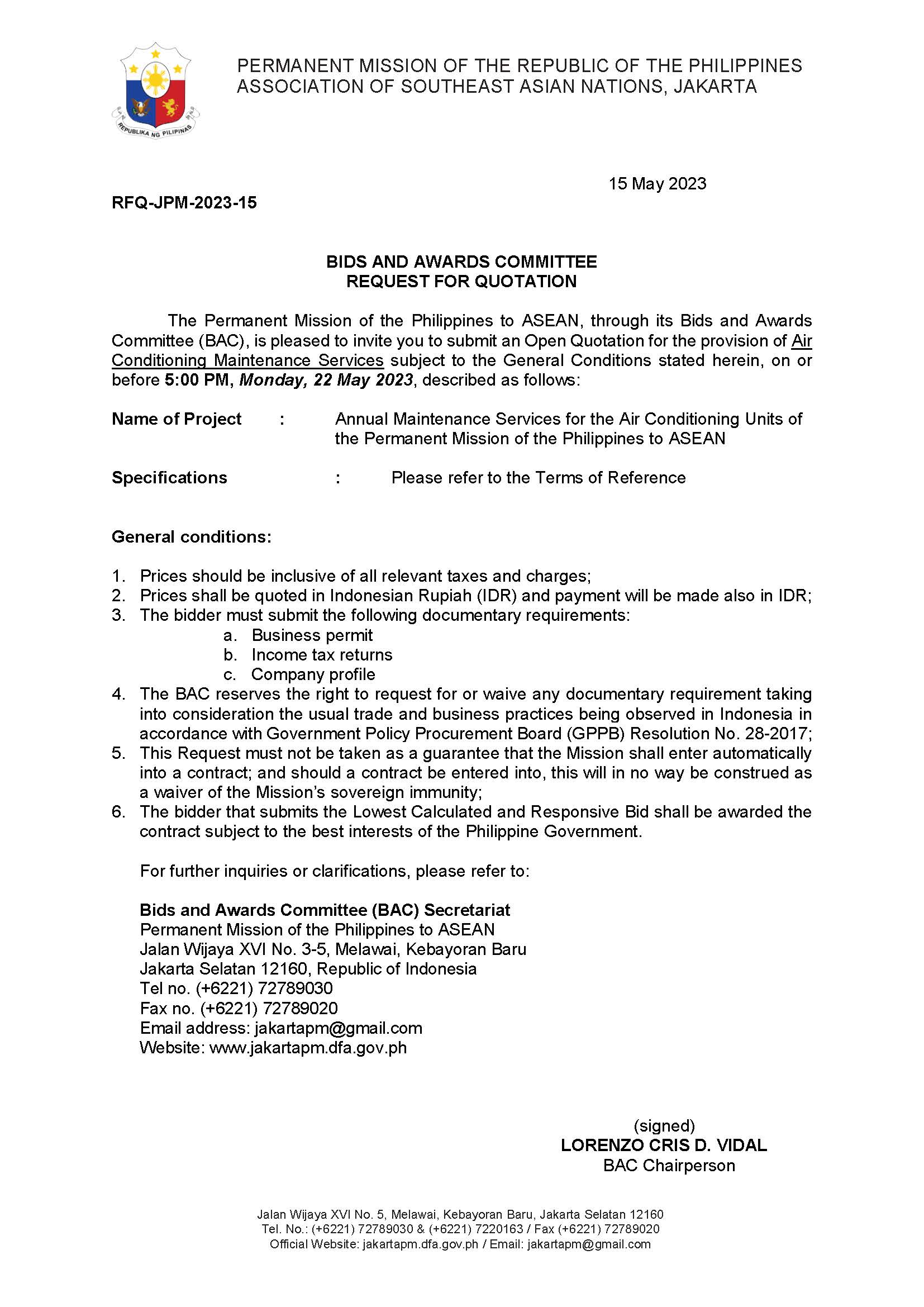 RFQ Aircon Maintenance 2023 Page 1